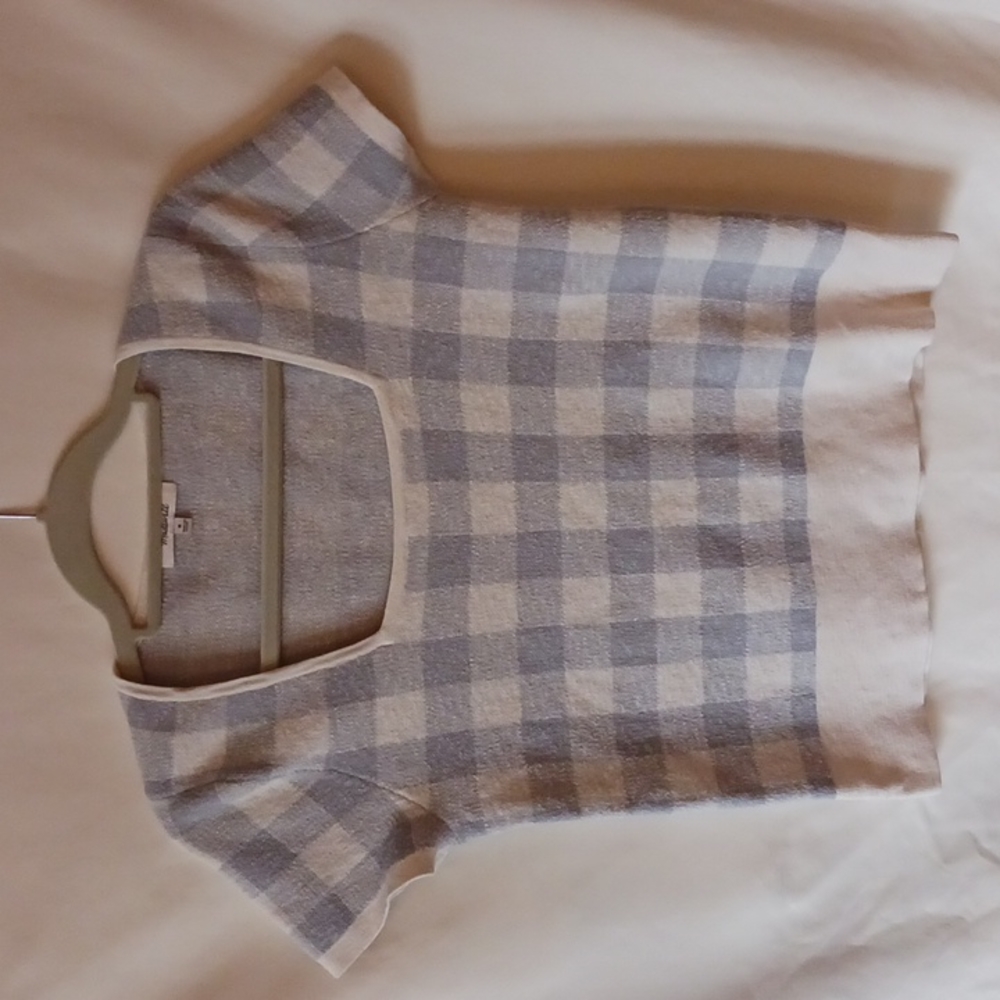 Madewell Blue and White Checkered Sweater